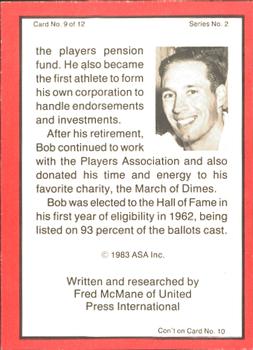 1983 ASA Bob Feller - Autographed Red Border #9 Bob Feller / Bob Lemon Back