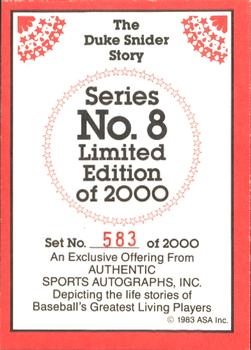 1983 ASA The Duke Snider Story - Autographed Red Border #1 Duke Snider Back