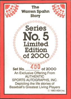 1983 ASA The Warren Spahn Story - Autographed Red Border #1 Warren Spahn Back