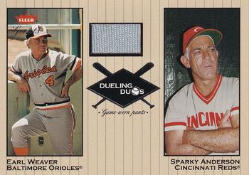 2002 Fleer Greats of the Game - Dueling Duos Game Used Single #DD-EW1 Sparky Anderson / Earl Weaver Front