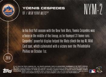 2016 Topps Now Postseason New York Mets #NYM-2 Yoenis Cespedes Back