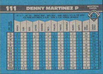 1990 Bowman #111 Denny Martinez Back
