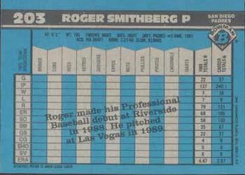 1990 Bowman #203 Roger Smithberg Back