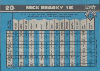 1990 Bowman #20 Nick Esasky Back