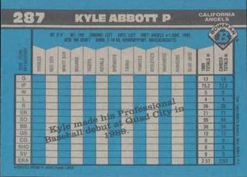 1990 Bowman #287 Kyle Abbott Back