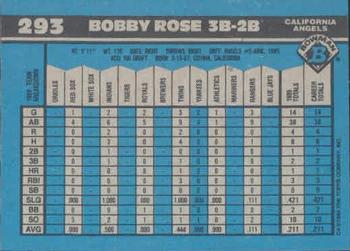1990 Bowman #293 Bobby Rose Back