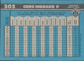 1990 Bowman #303 Greg Hibbard Back