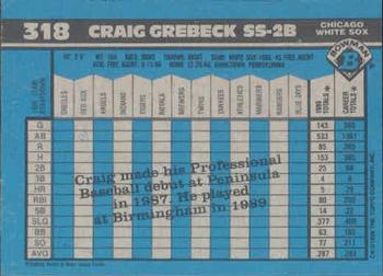 1990 Bowman #318 Craig Grebeck Back