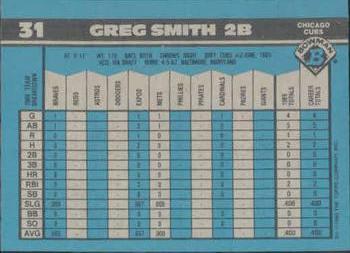 1990 Bowman #31 Greg Smith Back