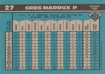 1990 Bowman #27 Greg Maddux Back