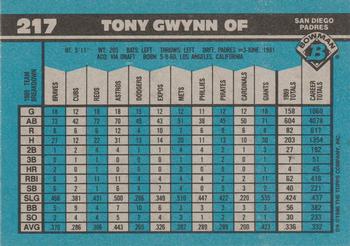 1990 Bowman #217 Tony Gwynn Back