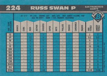 1990 Bowman #224 Russ Swan Back
