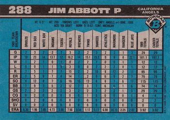 1990 Bowman #288 Jim Abbott Back