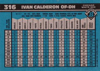 1990 Bowman #316 Ivan Calderon Back