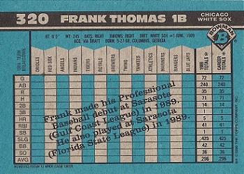 1990 Bowman #320 Frank Thomas Back
