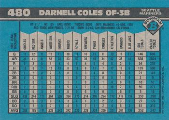 1990 Bowman #480 Darnell Coles Back