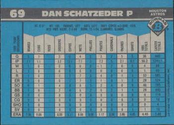 1990 Bowman #69 Dan Schatzeder Back