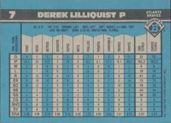 1990 Bowman #7 Derek Lilliquist Back