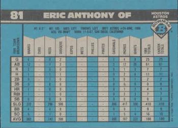 1990 Bowman #81 Eric Anthony Back