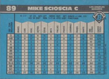 1990 Bowman #89 Mike Scioscia Back