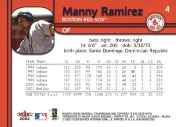 2002 Fleer Maximum - To the Max #4 Manny Ramirez Back