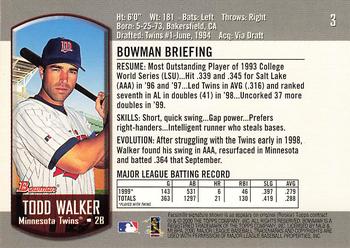 2000 Bowman #3 Todd Walker Back