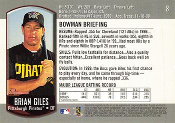 2000 Bowman #8 Brian Giles Back