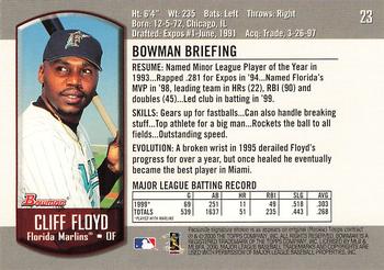 2000 Bowman #23 Cliff Floyd Back