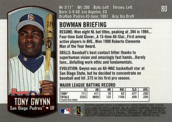 2000 Bowman #80 Tony Gwynn Back