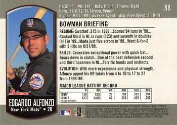 2000 Bowman #88 Edgardo Alfonzo Back