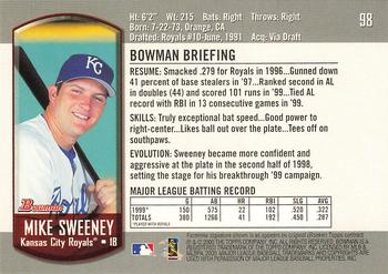 2000 Bowman #98 Mike Sweeney Back