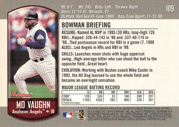 2000 Bowman #109 Mo Vaughn Back