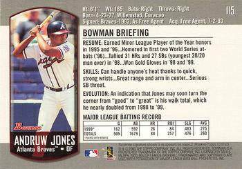 2000 Bowman #115 Andruw Jones Back