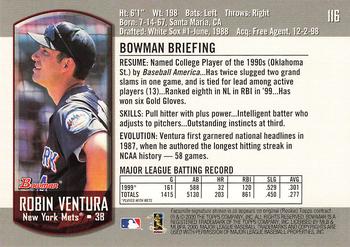 2000 Bowman #116 Robin Ventura Back