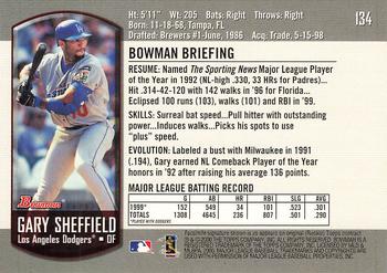 2000 Bowman #134 Gary Sheffield Back