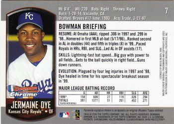 2000 Bowman Chrome #7 Jermaine Dye Back