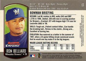 2000 Bowman Chrome #13 Ron Belliard Back