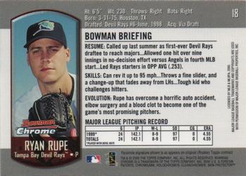 2000 Bowman Chrome #18 Ryan Rupe Back