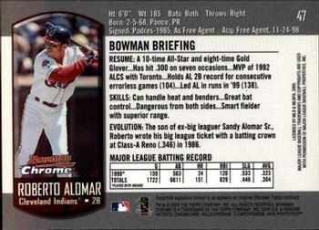 2000 Bowman Chrome #47 Roberto Alomar Back