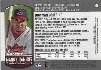 2000 Bowman Chrome #90 Manny Ramirez Back