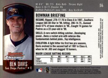 2000 Bowman Chrome #114 Ben Davis Back
