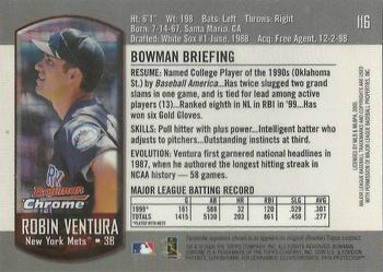 2000 Bowman Chrome #116 Robin Ventura Back