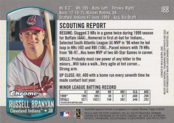 2000 Bowman Chrome #188 Russell Branyan Back