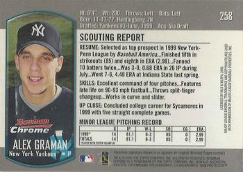 2000 Bowman Chrome #258 Alex Graman Back