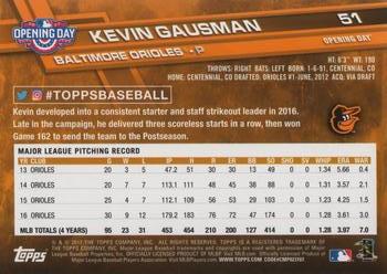 2017 Topps Opening Day #51 Kevin Gausman Back