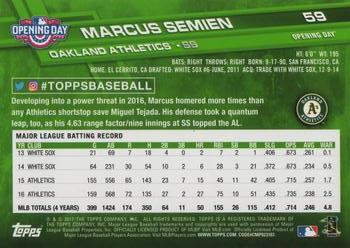2017 Topps Opening Day #59 Marcus Semien Back