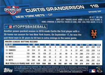 2017 Topps Opening Day #118 Curtis Granderson Back