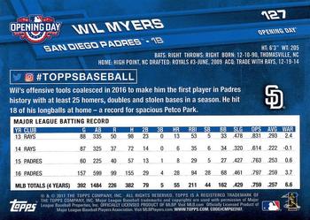 2017 Topps Opening Day #127 Wil Myers Back