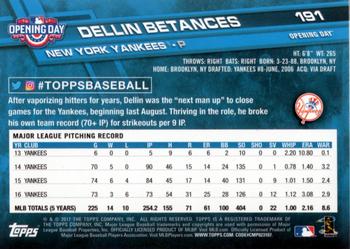 2017 Topps Opening Day #191 Dellin Betances Back
