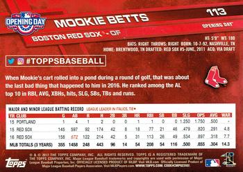 2017 Topps Opening Day #113 Mookie Betts Back